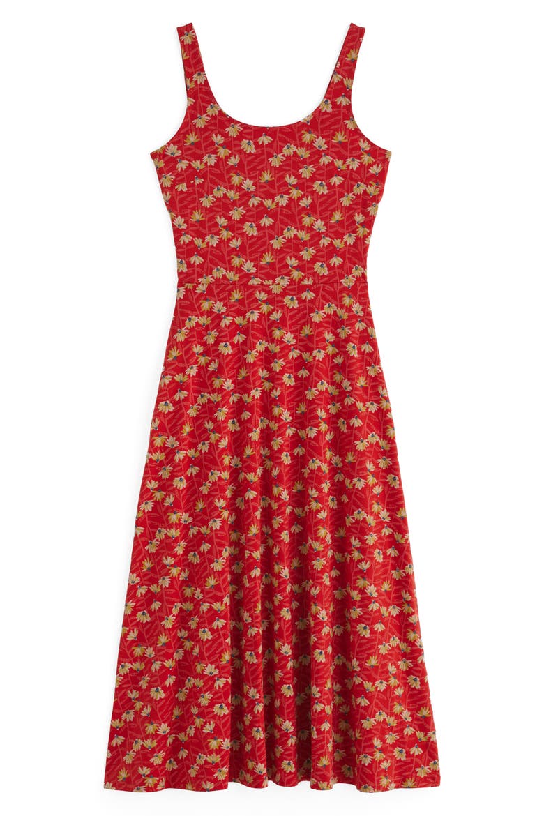 Sun Gleam Sleeveless Stretch Organic Cotton Jersey Midi Dress, Alternate, color, BEACH BLOOMS CARNELIAN