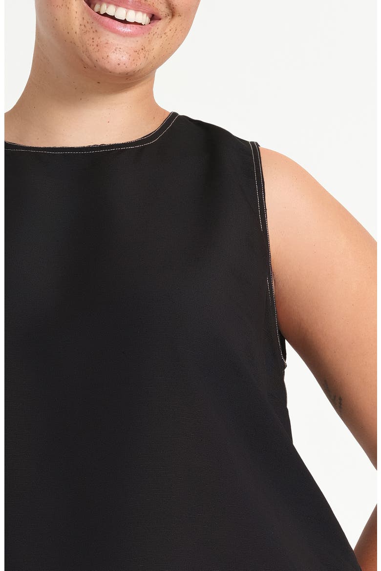 Shae Sleeveless Linen Blend Top, Alternate, color, BLACK/ STONE