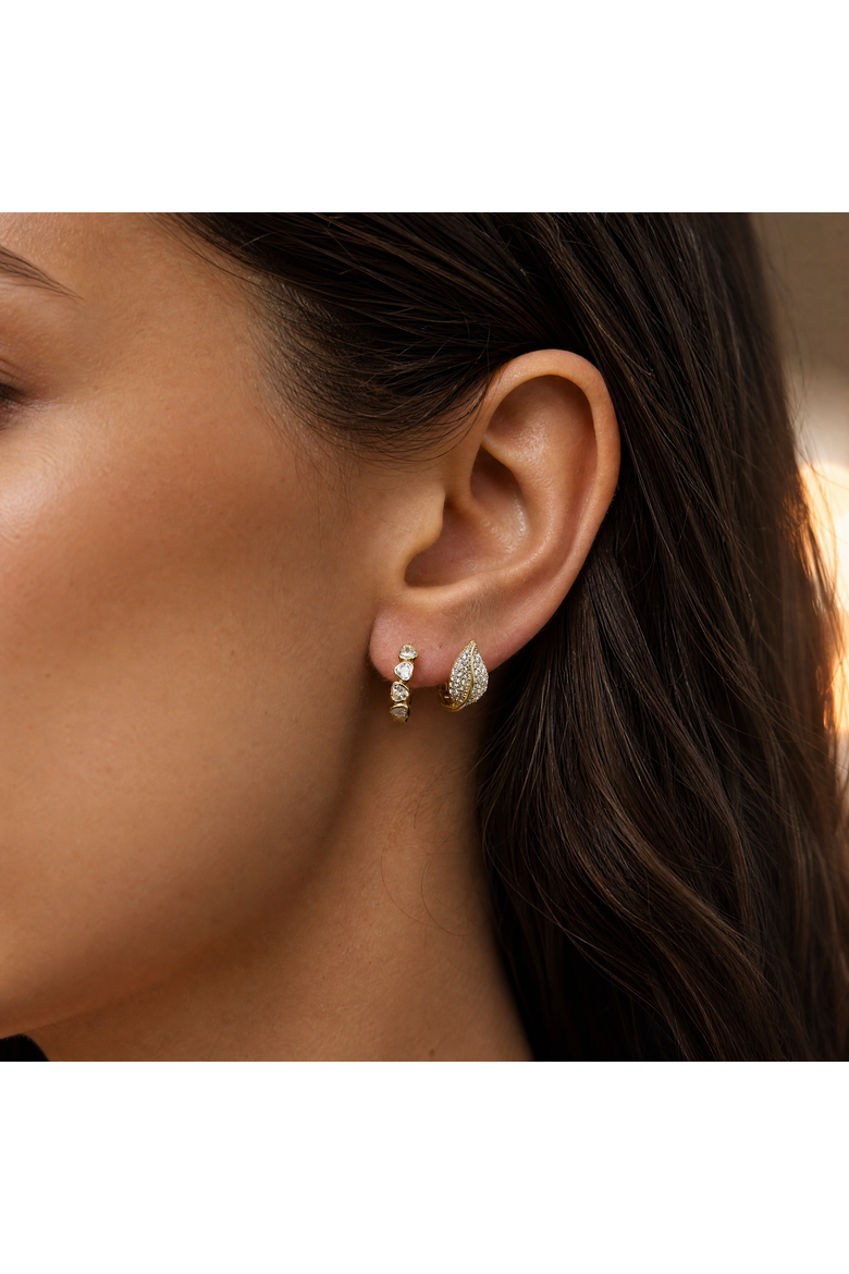 CZ Heart Bezel Set Huggie Earring, Alternate, color, Gold