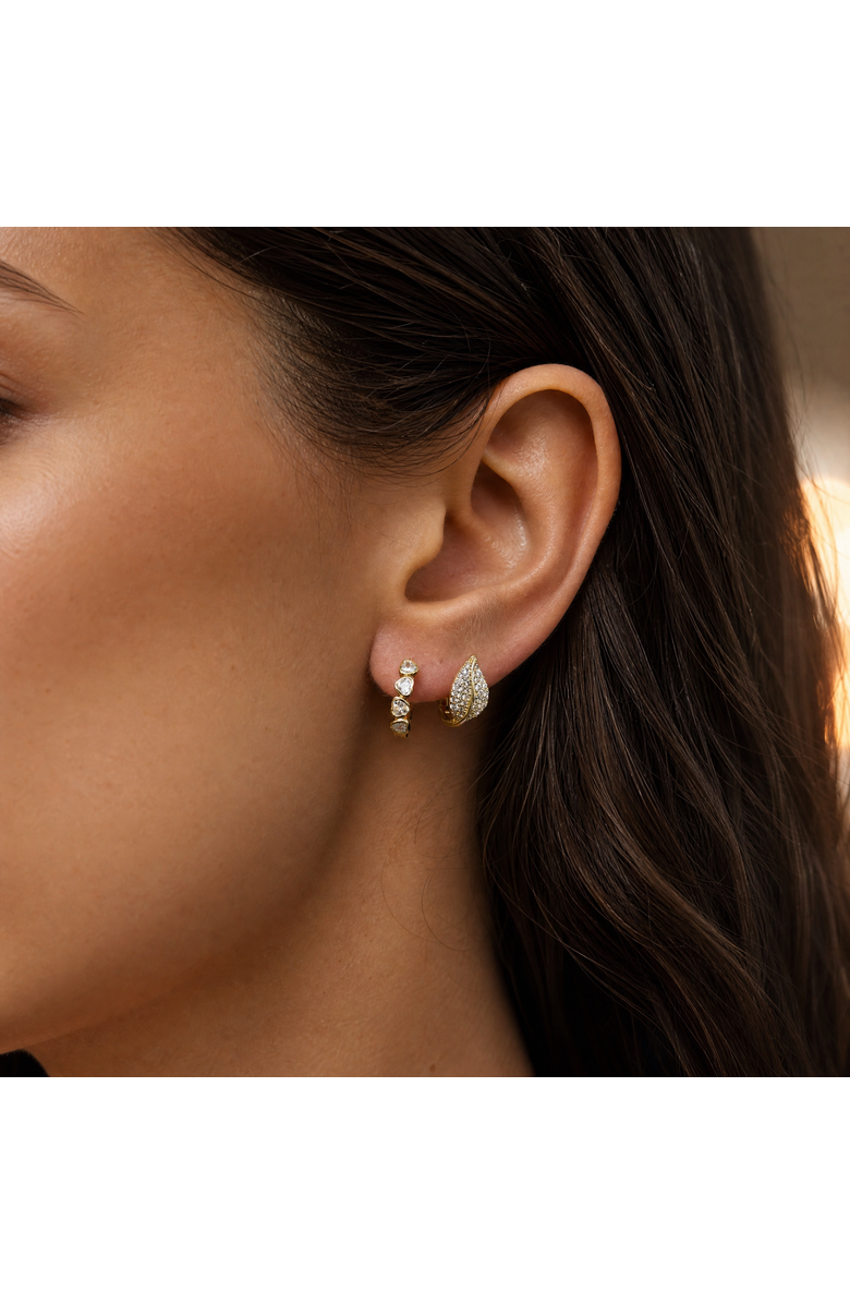 BY ADINA EDEN CZ Pave Leaf Huggie Earring, Alternate, color, Gold
