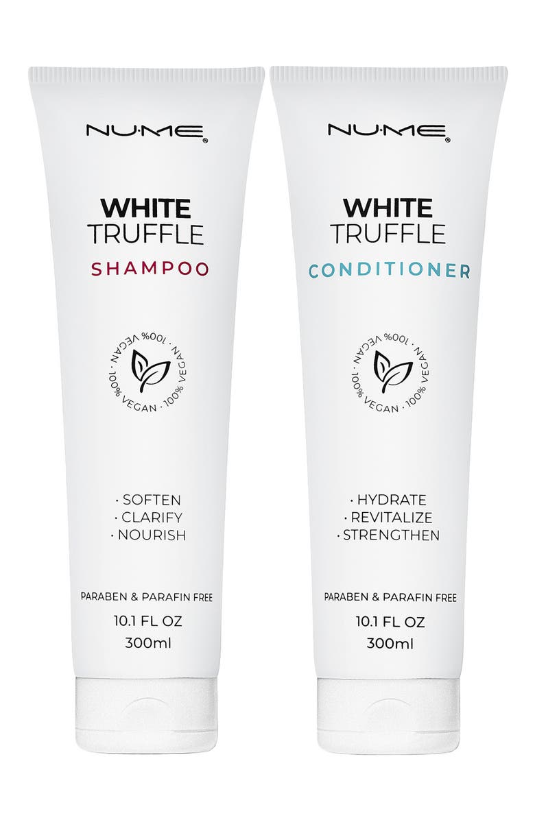 NUME White Truffle Duo | Moisture-Rich Vegan Shampoo & Conditioner, Main, color, White