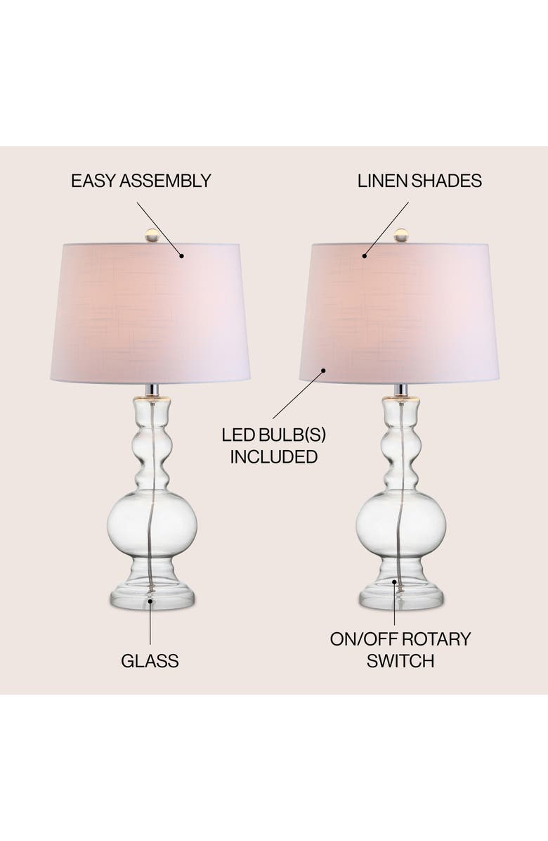 JONATHAN Y Genie 28.5" Glass LED Table Lamp, Alternate, color, Clear