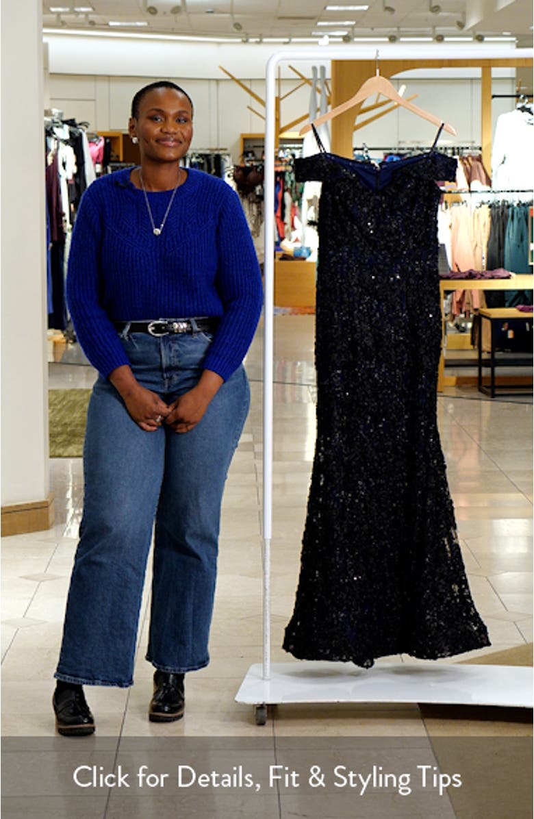 Sequin & Lace Off the Shoulder Gown, sales video thumbnail