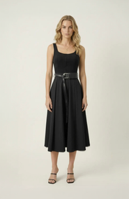 Modenaire Belted Scoop Neck Midi Dress