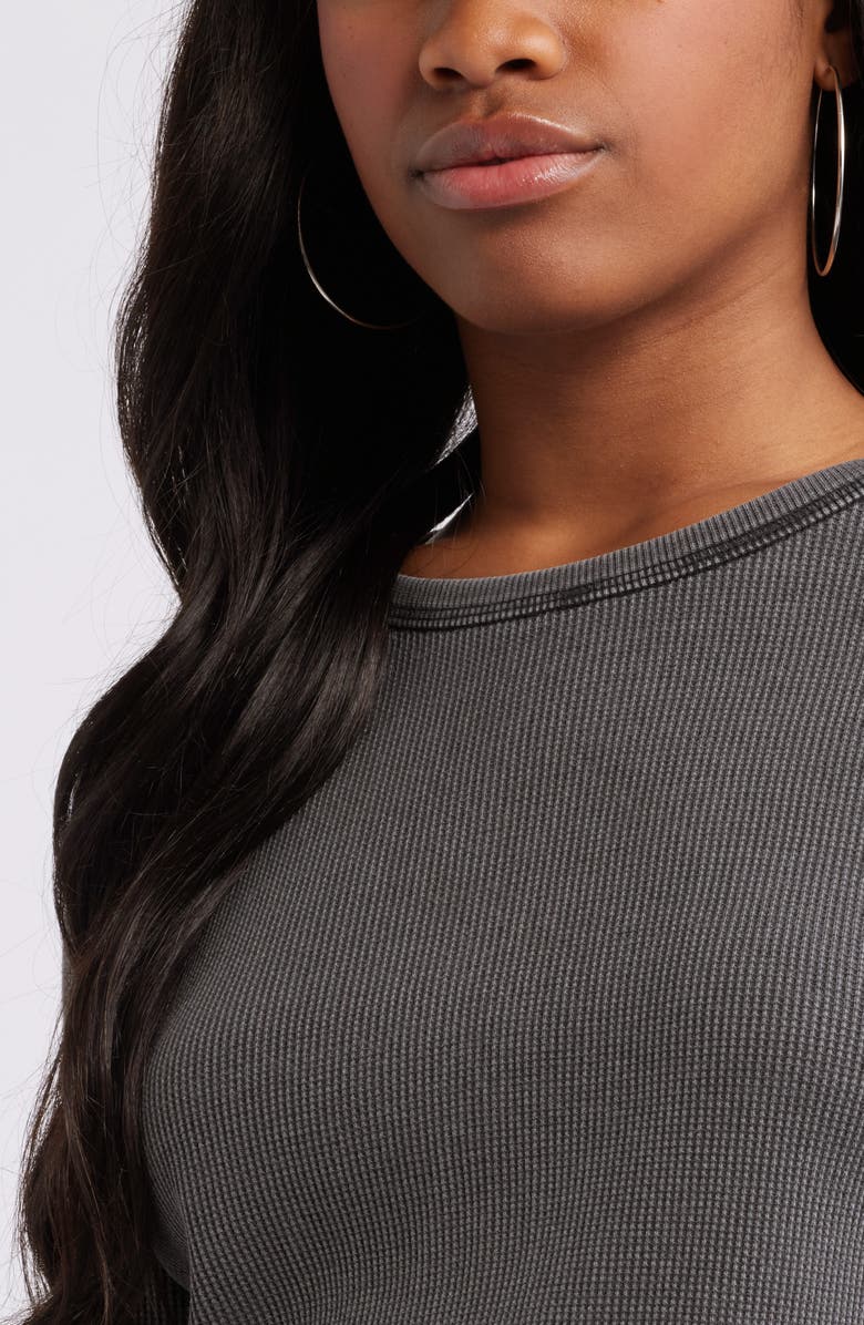 BP. Waffle Knit Long Sleeve Crop Top, Alternate, color, 