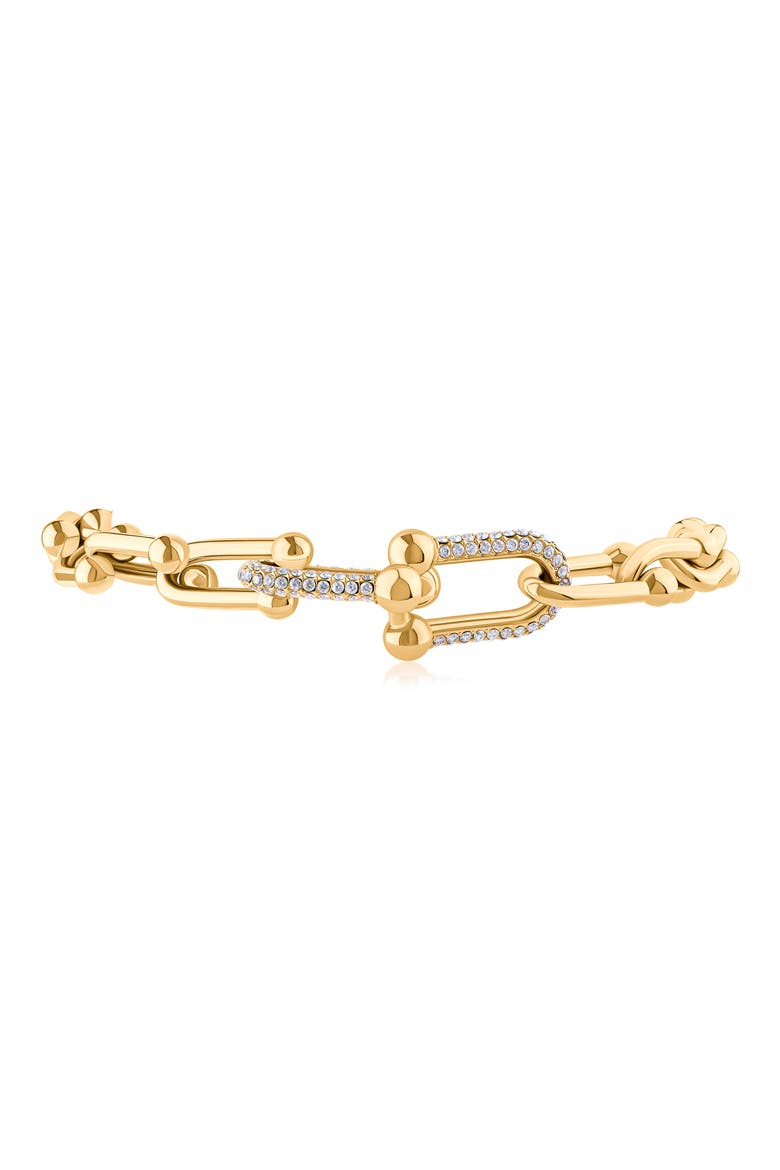 Cubic Zirconia Interlocking Link Bracelet, Main, color, CLEAR GOLD