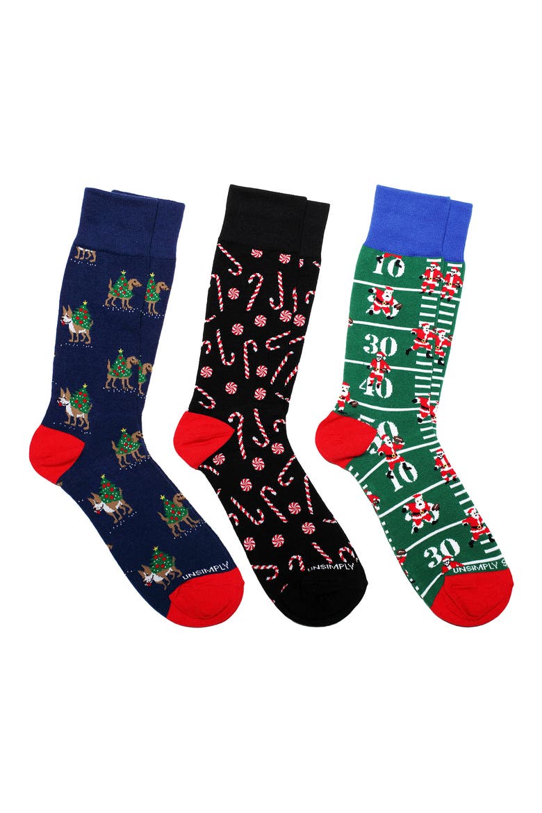 Assorted 3-Pack of Crew Socks, Main, color, BLUE MULTI