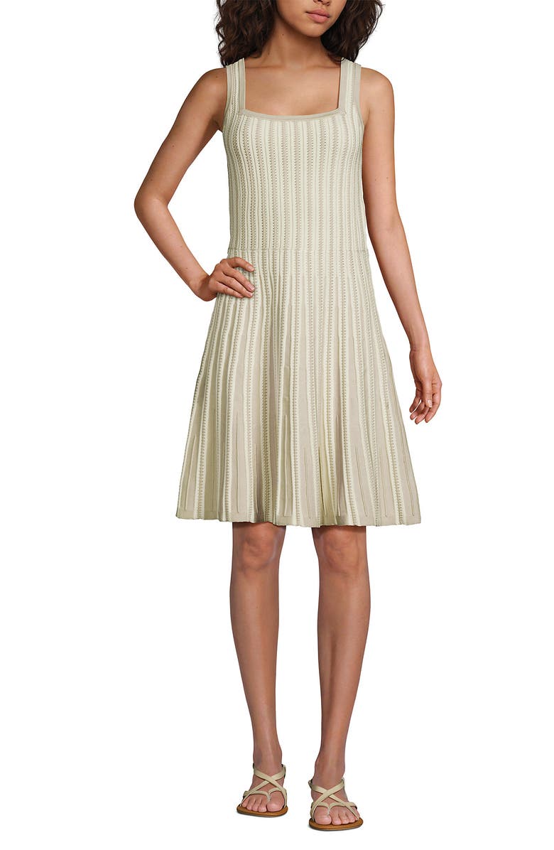 Lands' End Square Neck Above Knee Sweater Dress, Alternate, color, Oatmeal Heather