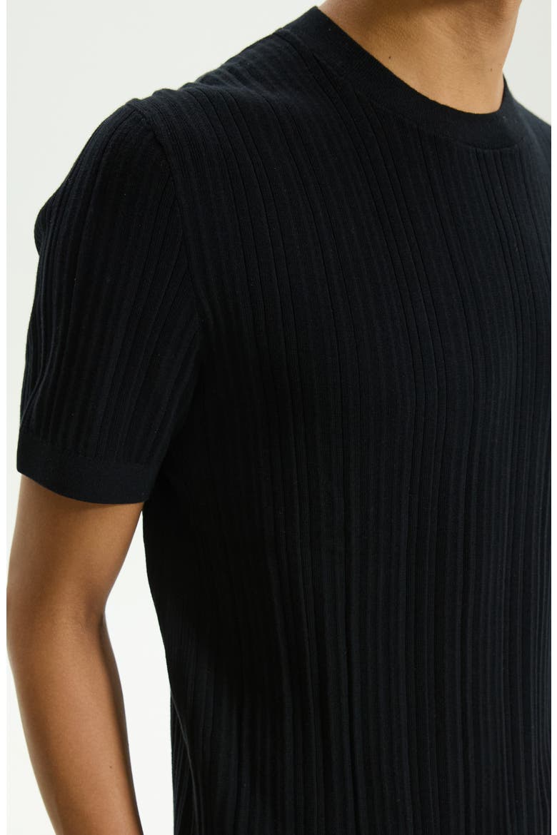 Damian Rib Crewneck T-Shirt, Alternate, color, BLACK