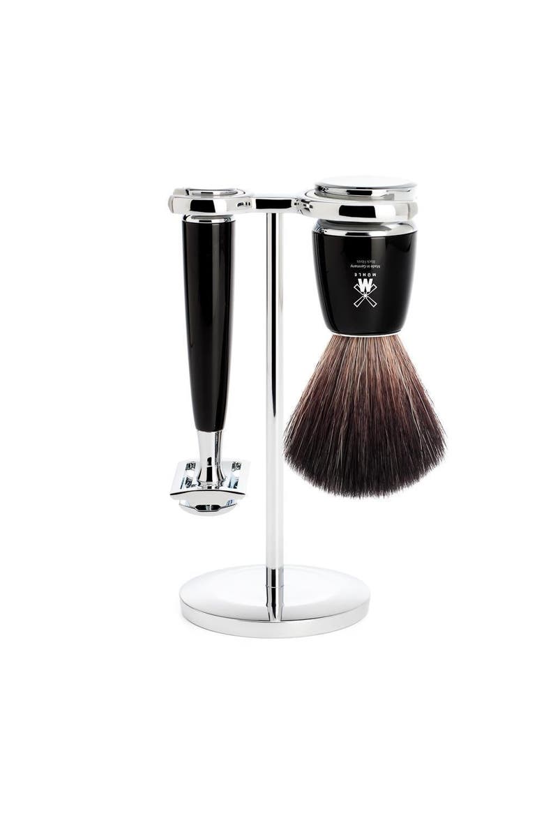 MÜHLE Rytmo Black 3-Piece Black Fiber & Safety Razor Shaving Set, Main, color, Black