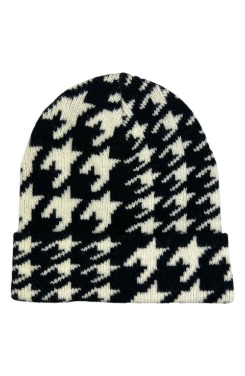 Houndstooth Cuff Beanie