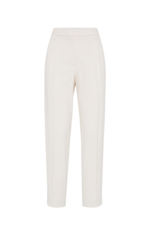 Brunello Cucinelli Women Slouchy Trousers In Viscose And Linen Fluid Twill With Moniline In Ivory
