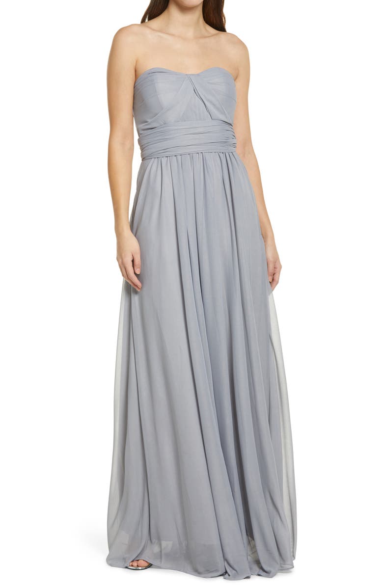 BIRDY GREY Chicky Convertible Neck Tulle Gown, Main, color,
