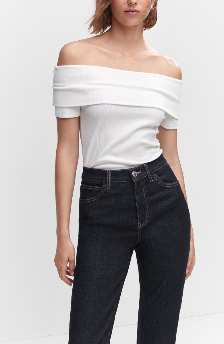 MANGO Comfort High Waist Ankle Mom Jeans, Alternate, color,