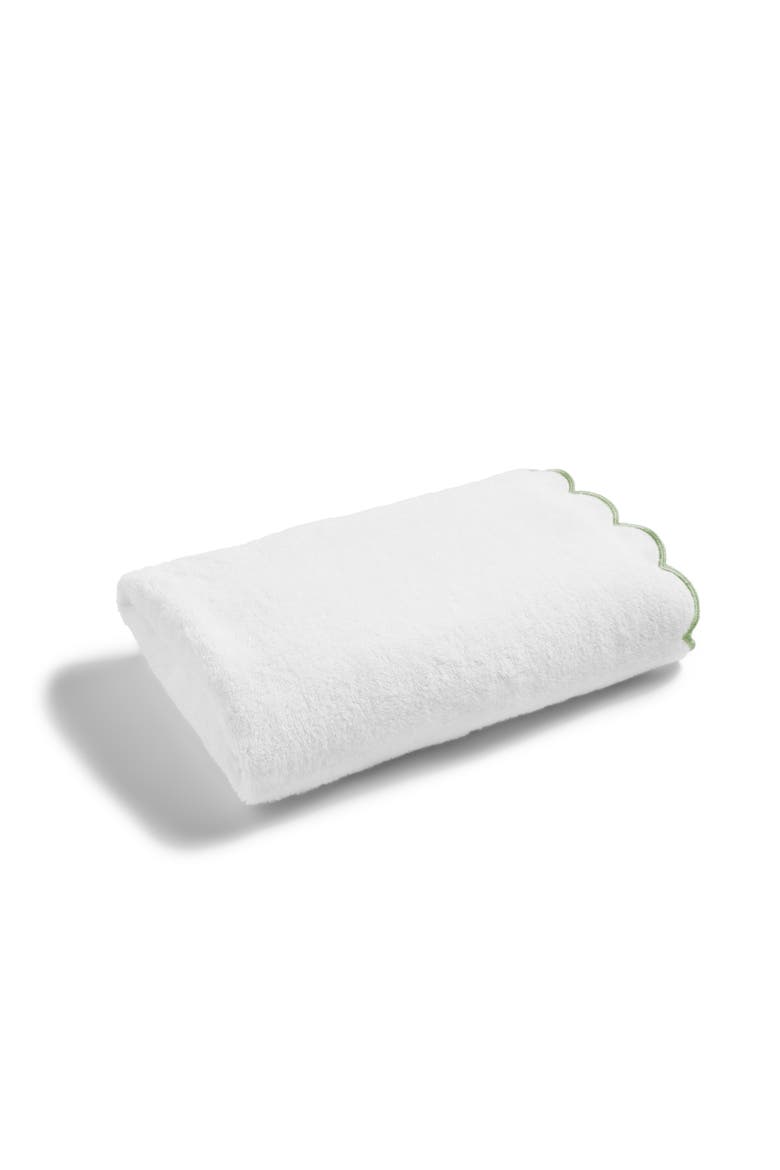 Scallop Edge Luxury Turkish Cotton Bath Towels, Main, color, Matcha