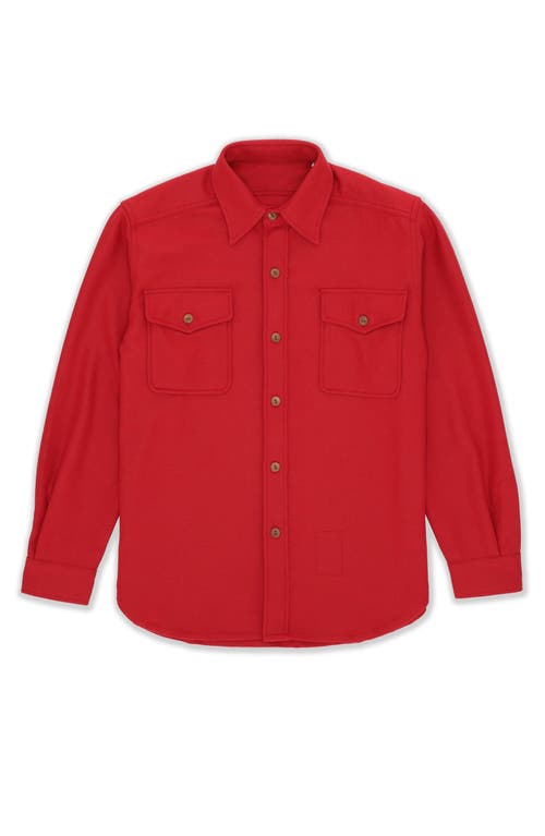 Fortela Cpo Flannel Wool Overshirt In Red