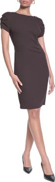 KARL LAGERFELD PARIS Short Sleeve Crepe Sheath Dress