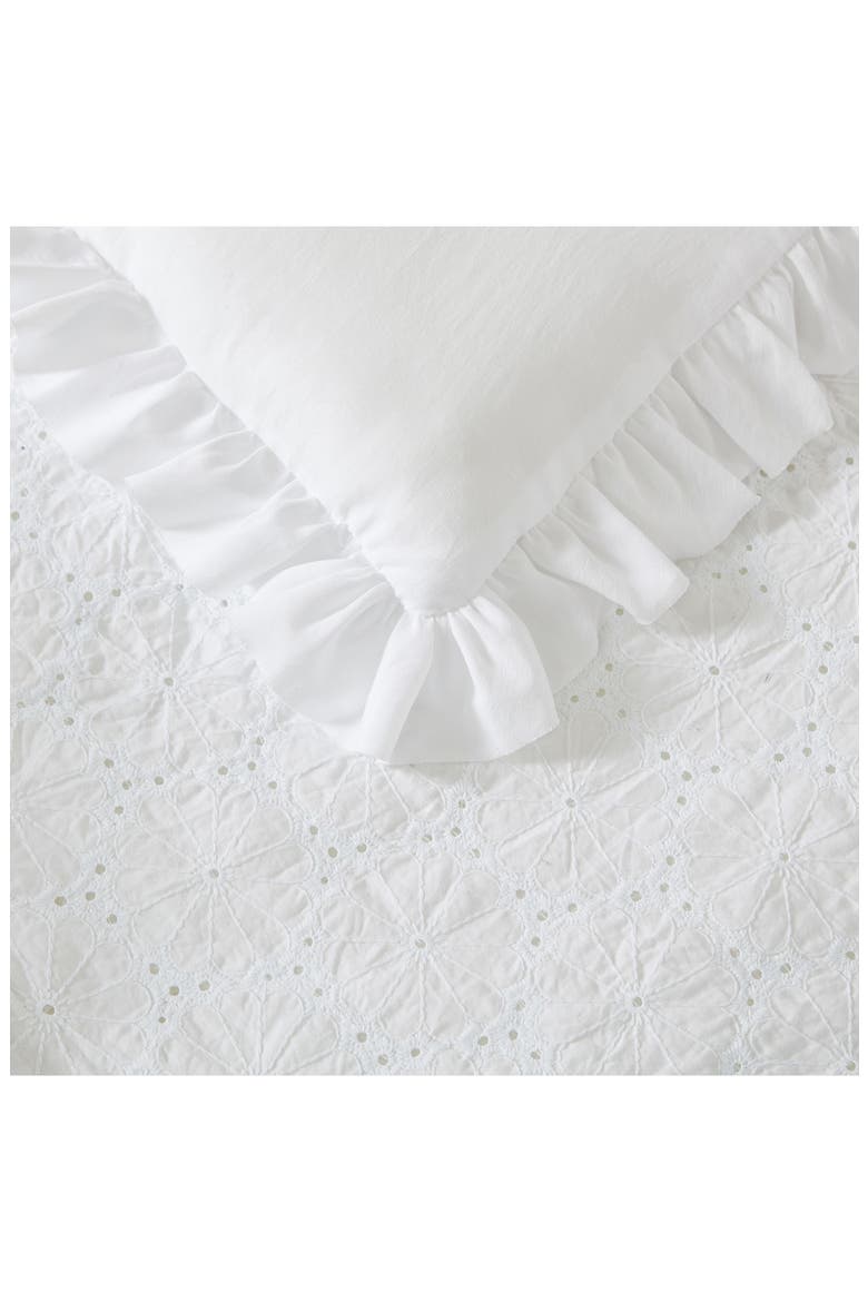 Eyelet Ruffle Microfiber Comforter & Sham 3-Piece Set, Alternate, color, WHITE