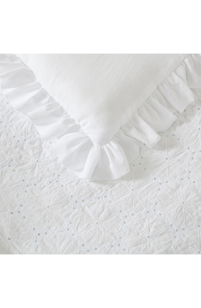 Laura Ashley Eyelet Ruffle Microfiber Comforter & Sham 3-Piece Set, Alternate, color, White