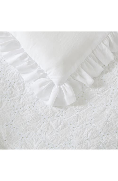 Laura Ashley Eyelet Ruffle Microfiber Comforter & Sham 3-piece Set In White