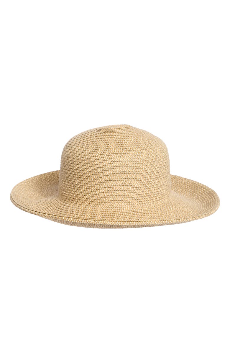 Nine West Downturn Straw Floppy Hat, Main, color, Neutral Combo