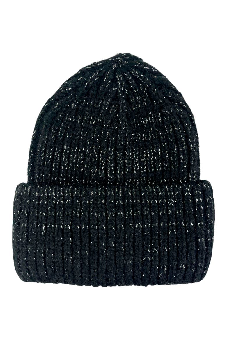 Metallic Beanie, Main, color, BLACK