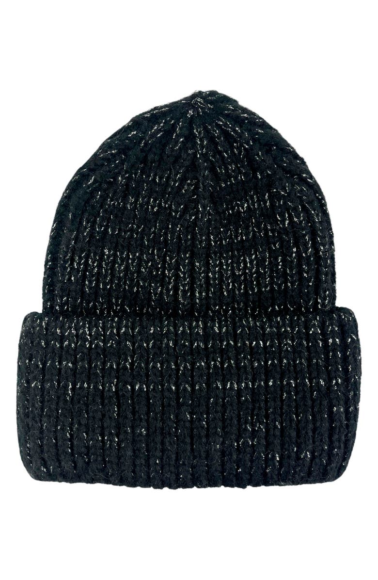 MARCUS ADLER Metallic Beanie, Main, color, Black