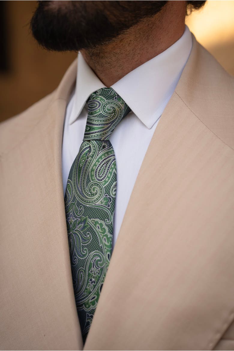 Pavia - Silk Jacquard Tie for Men, Main, color, Emerald Green
