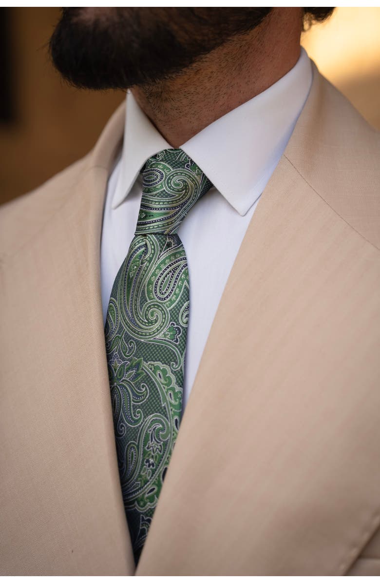 Elizabetta Pavia - Silk Jacquard Tie for Men, Main, color, Emerald Green