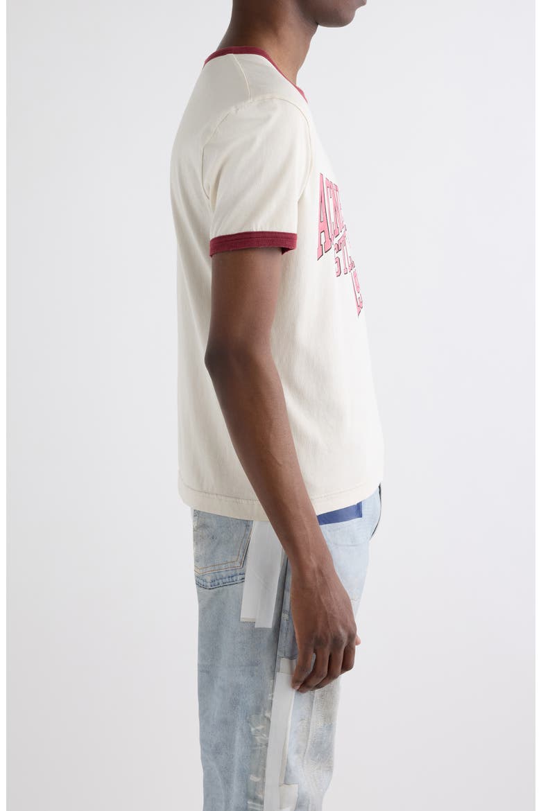 Eram College Logo Ringer Graphic T-Shirt, Alternate, color, OFF WHITE/ BURGUNDY