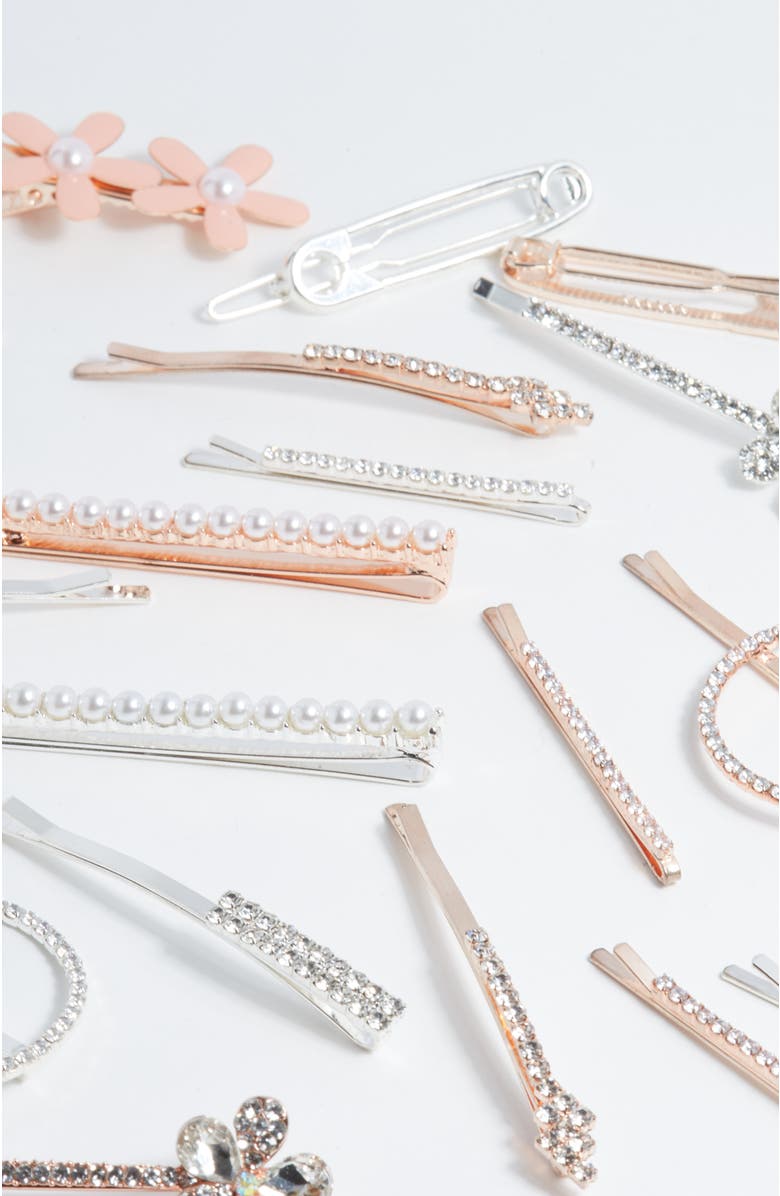 NUME Glam Sparkle 6-pcs Hair Pin Bundle, Main, color, Rose Gold And Silver