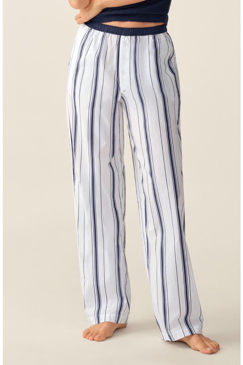 Romy Cotton Poplin Pajama Pants, Main, color, NAVY