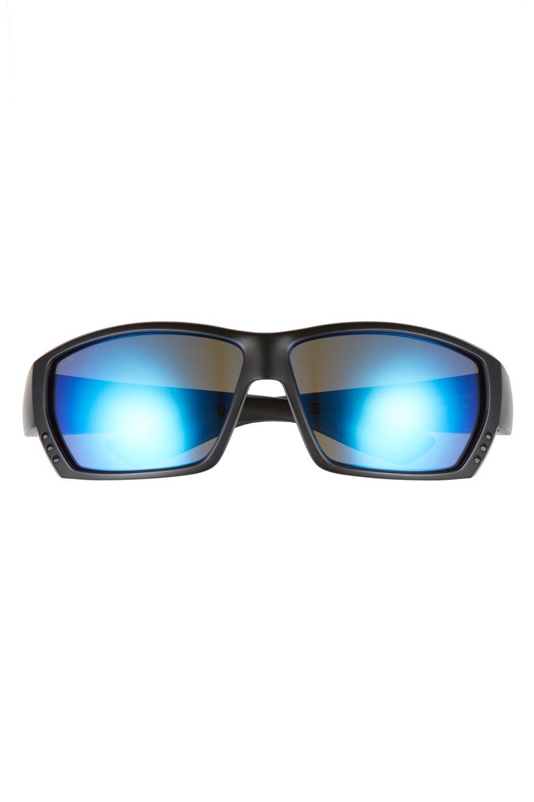 Tuna Alley 60mm Polarized Sunglasses, Alternate, color, BLACKOUT/ BLUE MIRROR