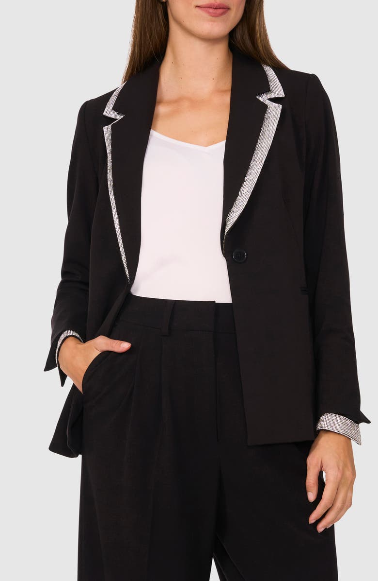 Halogen<sup>®</sup> Rhinestone Trim Notch Lapel Blazer, Main, color,
