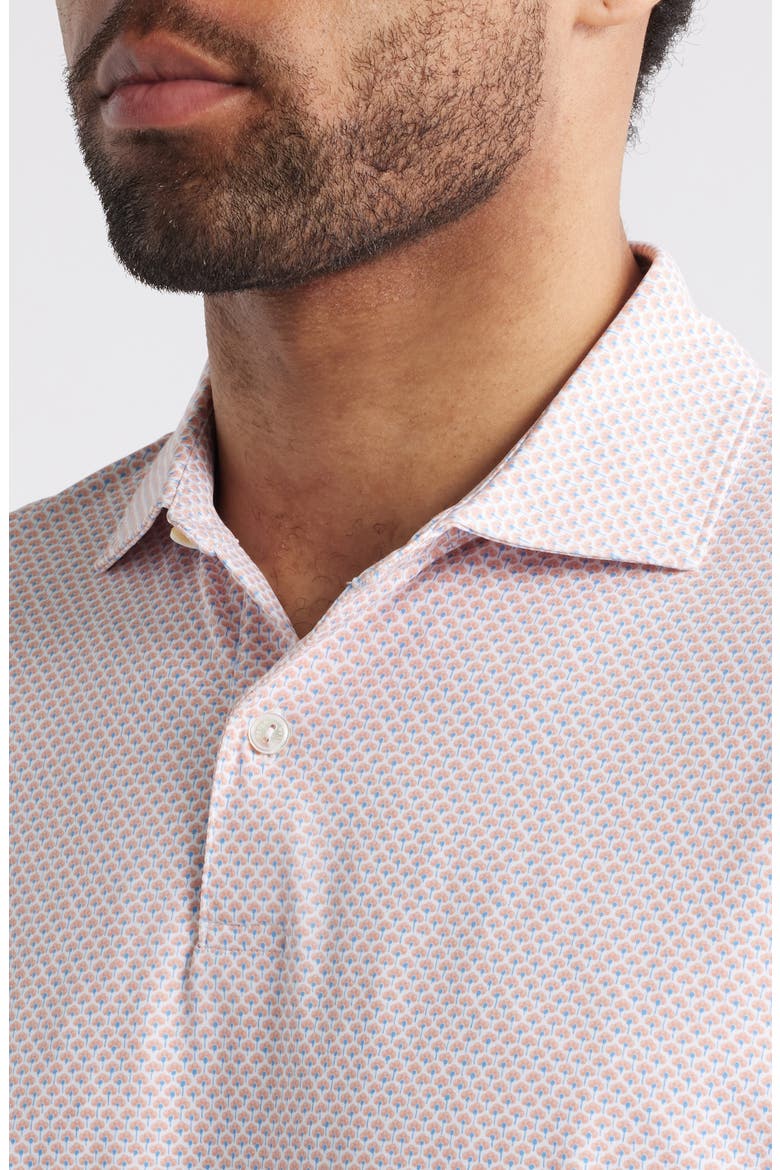 Crown Crafted Geo Print Performance Jersey Polo, Alternate, color, WHITE