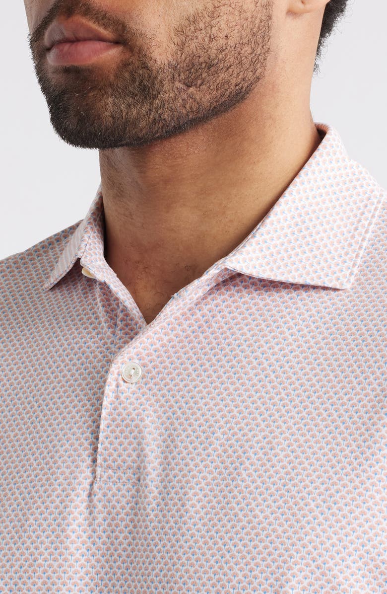 Peter Millar Crown Crafted Geo Print Performance Jersey Polo, Alternate, color, White