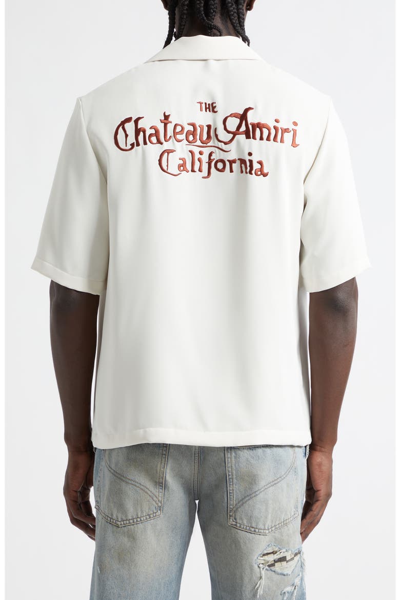 Chateau Amiri Embroidered Camp Shirt, Alternate, color, ALABASTER