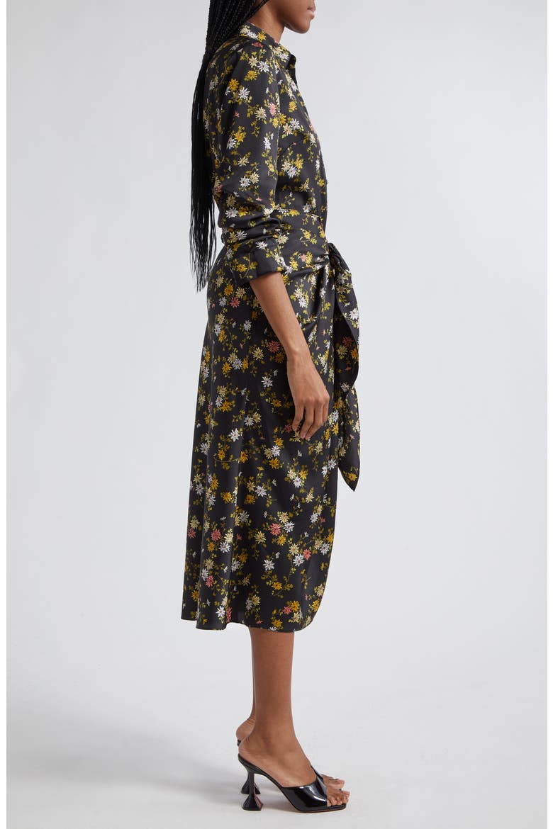 Jacey Floating Daisies Shirtdress, Alternate, color, BLACK MULTI