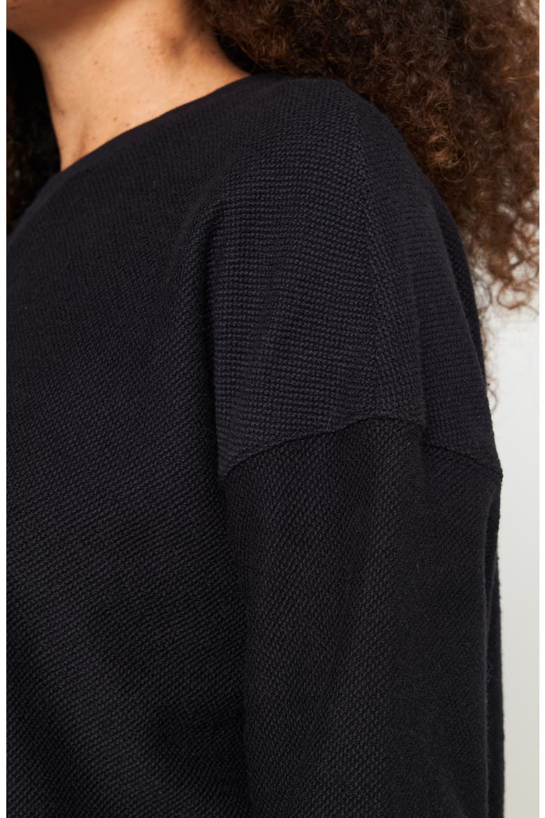 Andi Waffle Fleece Sweatshirt, Alternate, color, VINTAGE BLACK
