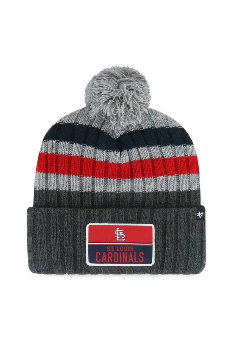 Men's '47 Gray St. Louis Cardinals Stack Cuffed Knit Hat with Pom, Main, color, Gray