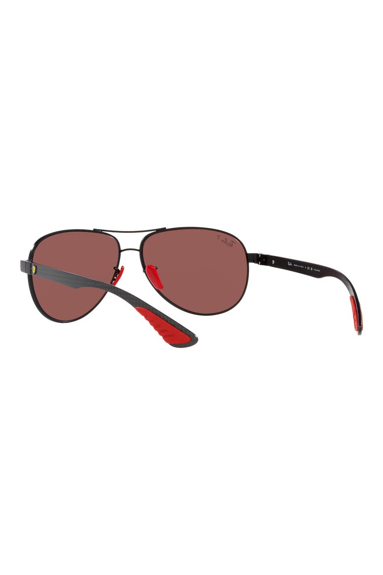 x Scuderia Ferrari 61mm Polarized Pilot Sunglasses, Alternate, color, MATTE BLACK