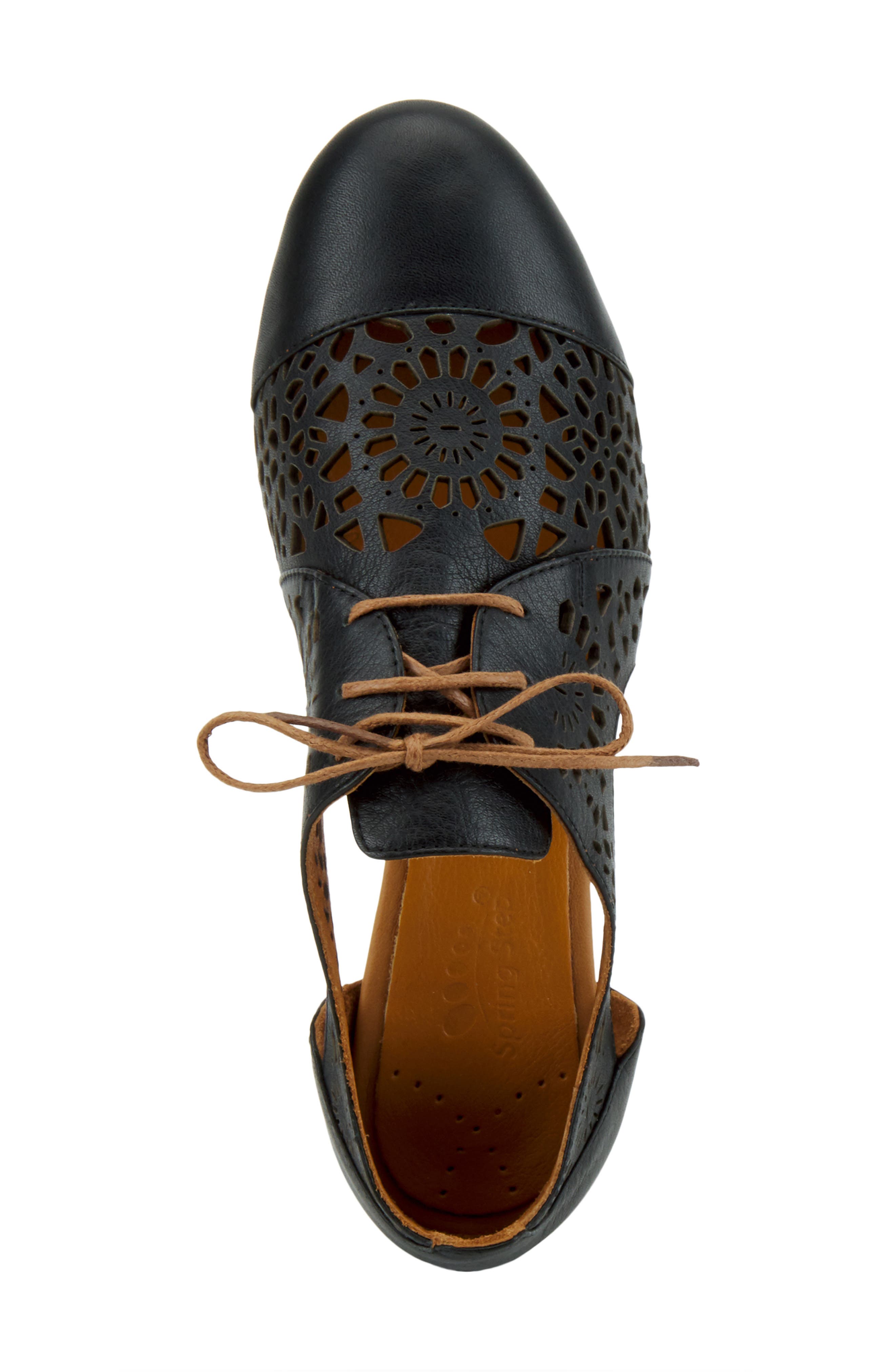 Spring Step Theone Cutout Derby Flat, Alternate, color, Black Leather