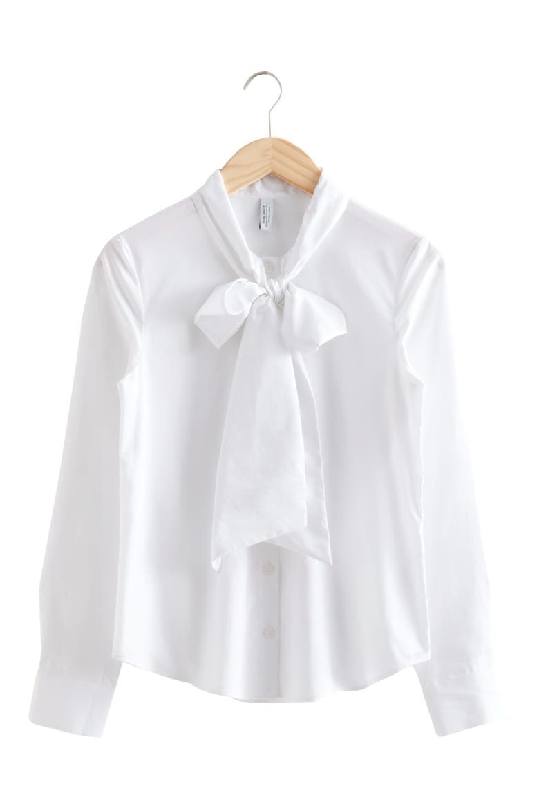 Bow Front Cotton Blouse, Alternate, color, WHITE