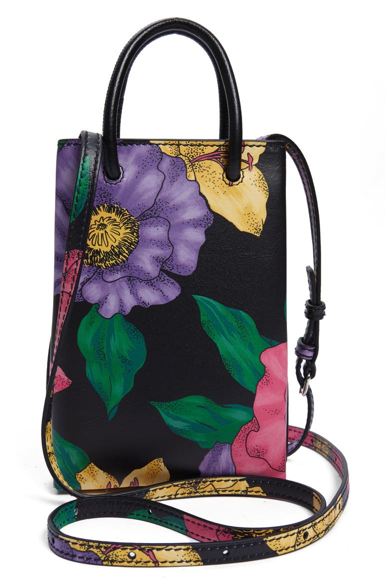 Leather Crossbody Phone Case, Alternate, color, BLACK MULTI