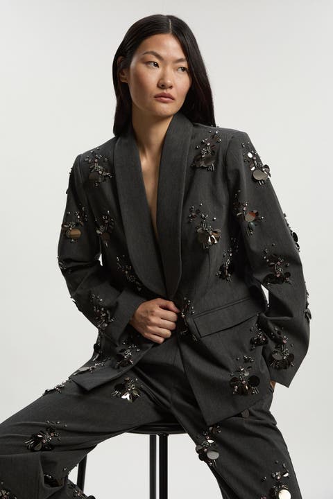 Embellished Single-Breasted Blazer