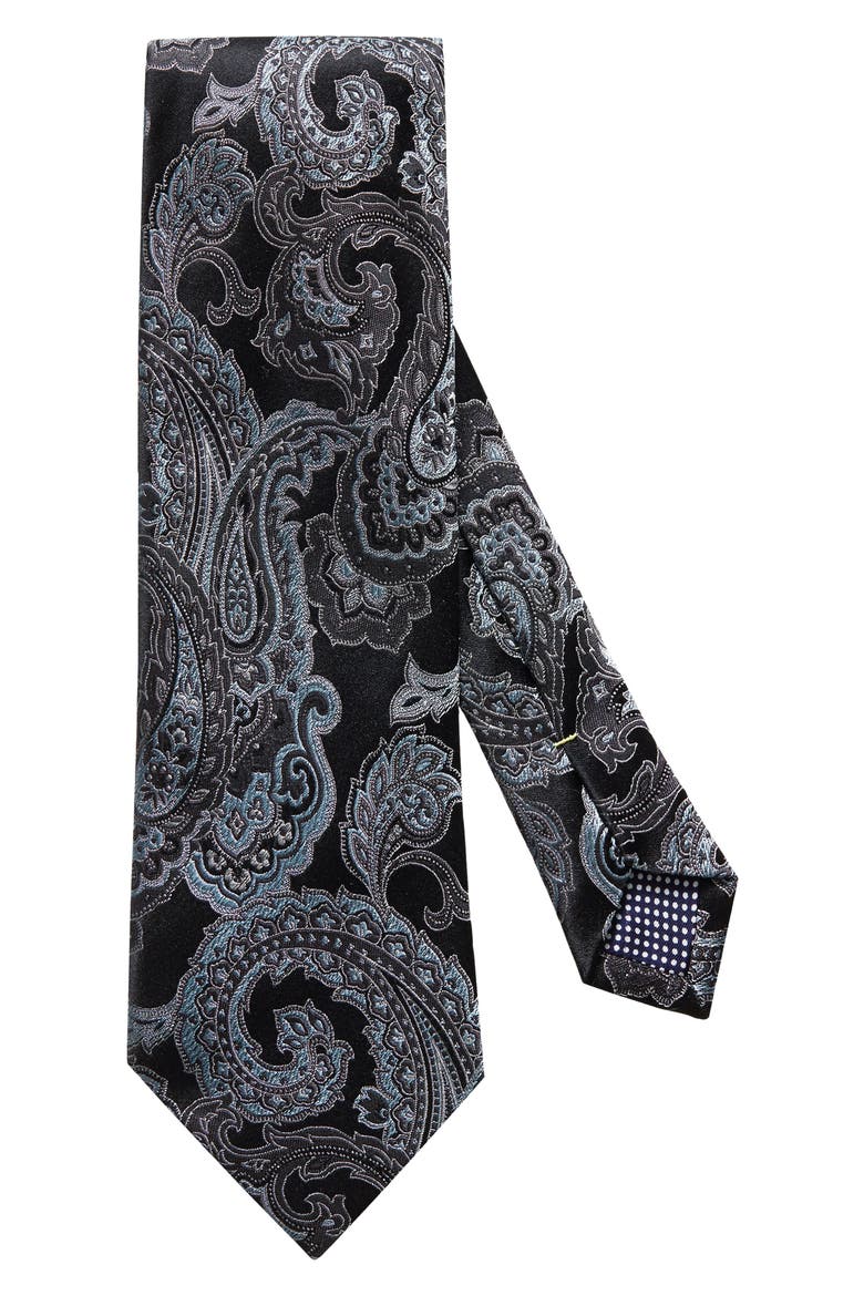 Paisley Silk Tie, Main, color, BLACK