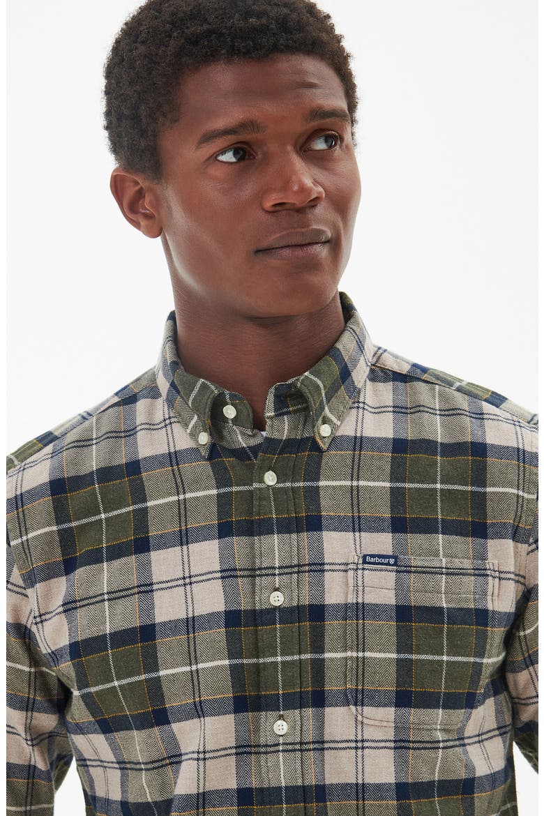 Kyeloch Tailored Fit Plaid Cotton Button-Down Shirt, Alternate, color, FOREST MIST