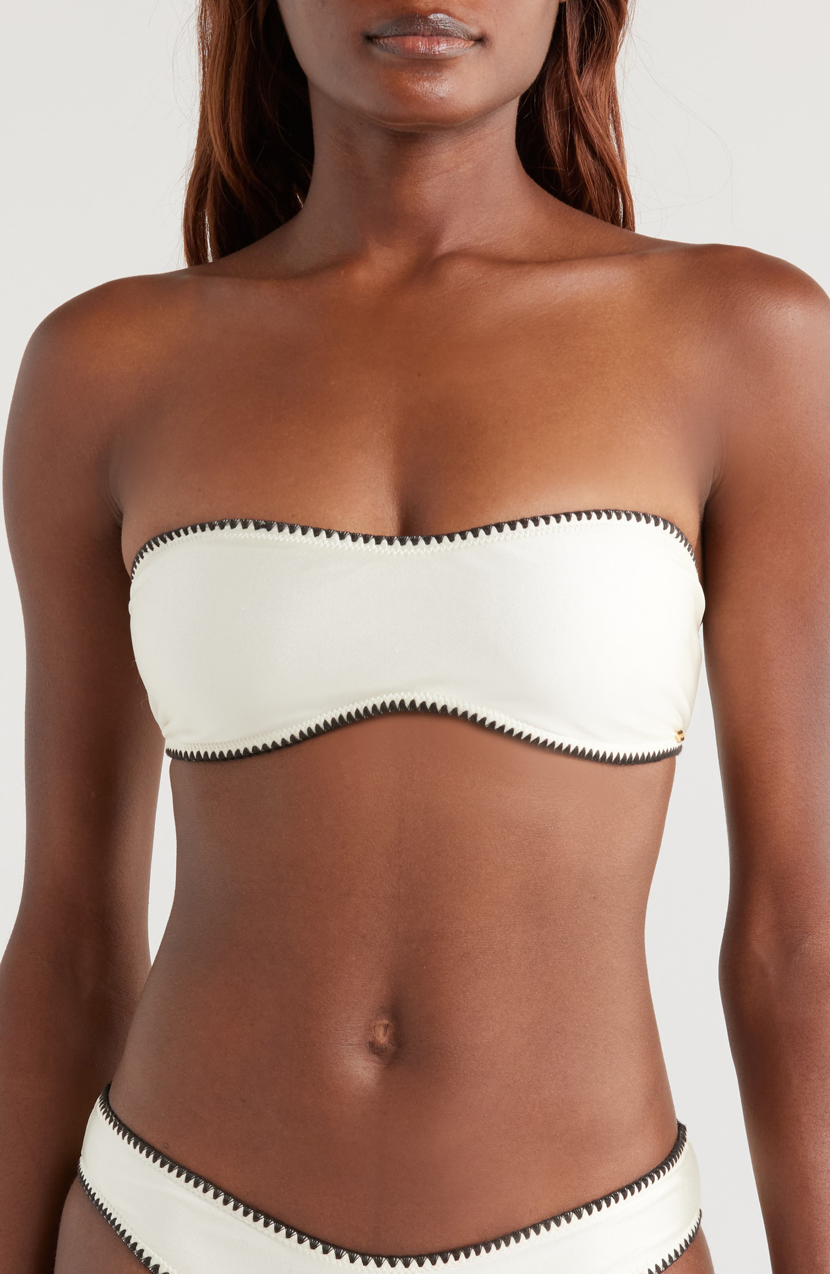 white strapless bikini top