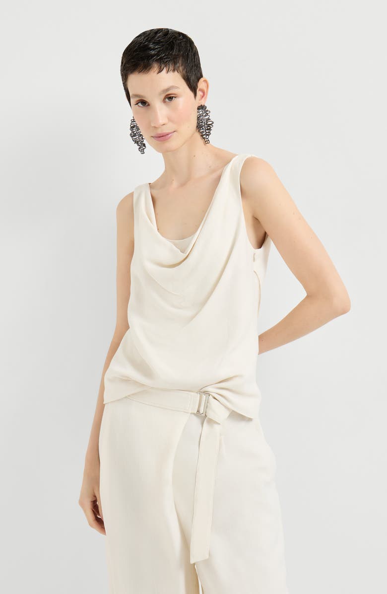 Brunello Cucinelli Fluid twill top, Alternate, color, Ivory