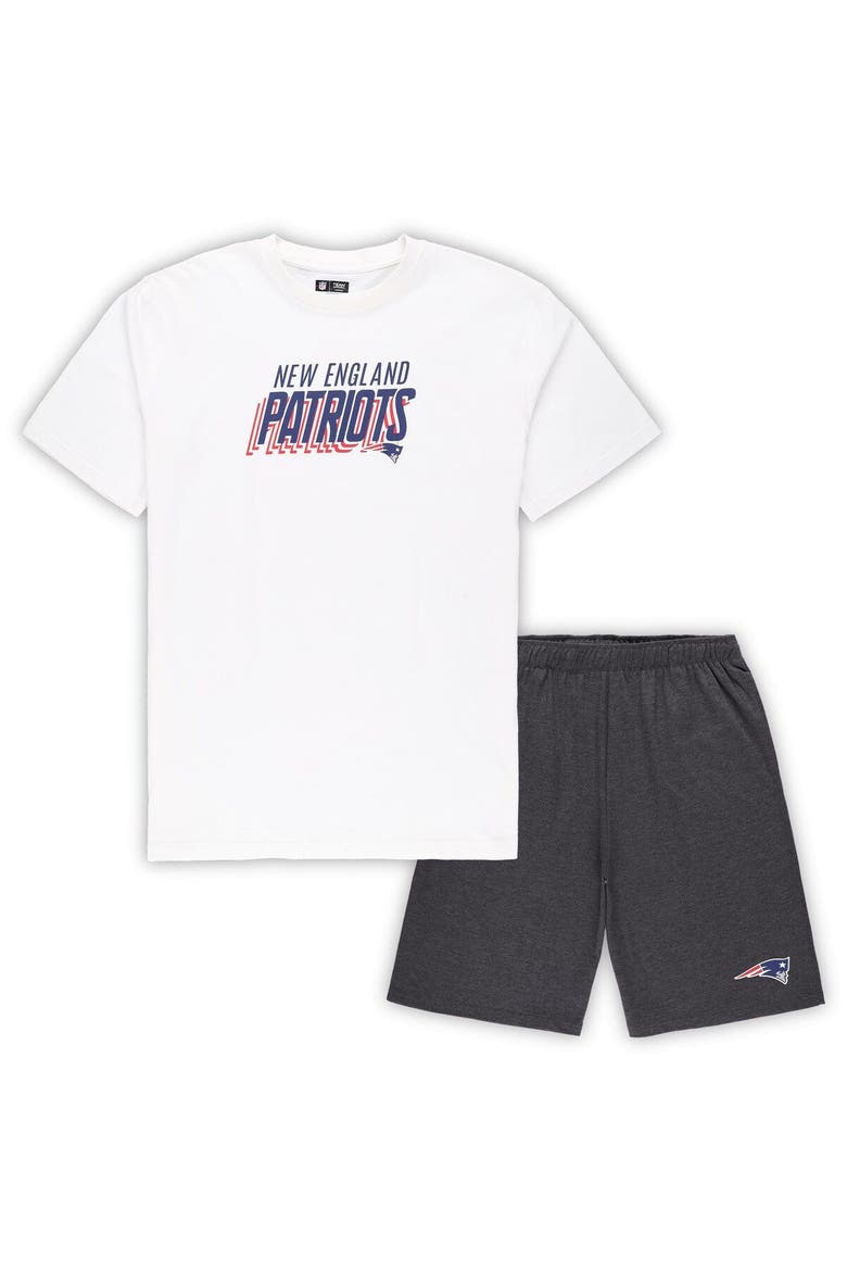 Men's Concepts Sport White/Charcoal New England Patriots Big & Tall T-Shirt and Shorts Set, Main, color, White